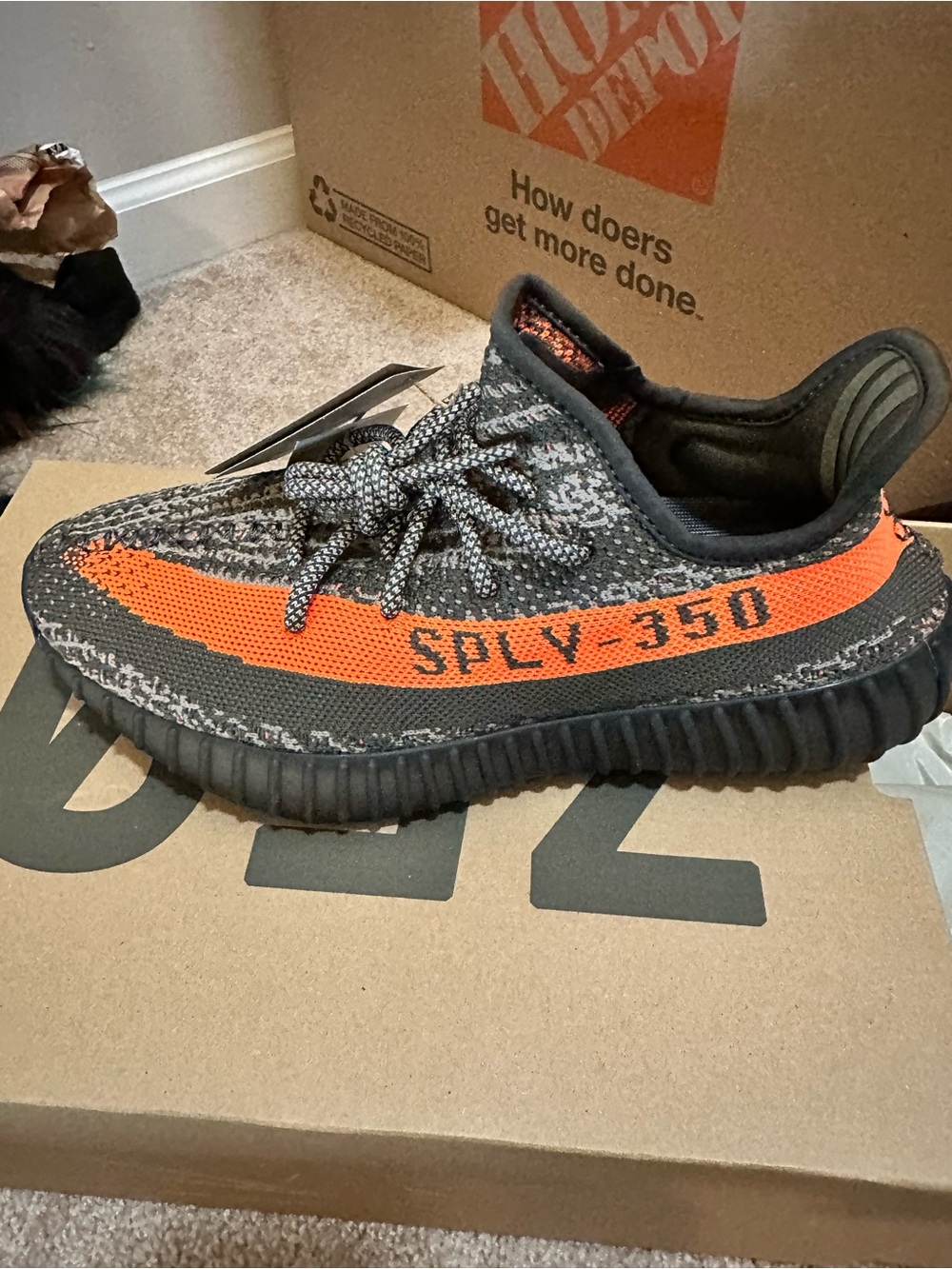 adidas Yeezy 350 mmSPLY-350 Knit Sneaker in Black & Orange